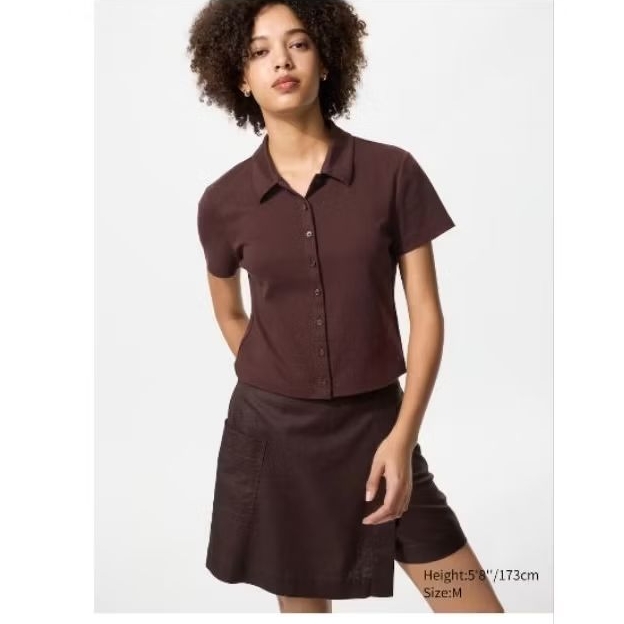 kemeja polo mini wanita lengan pendek uniqlo