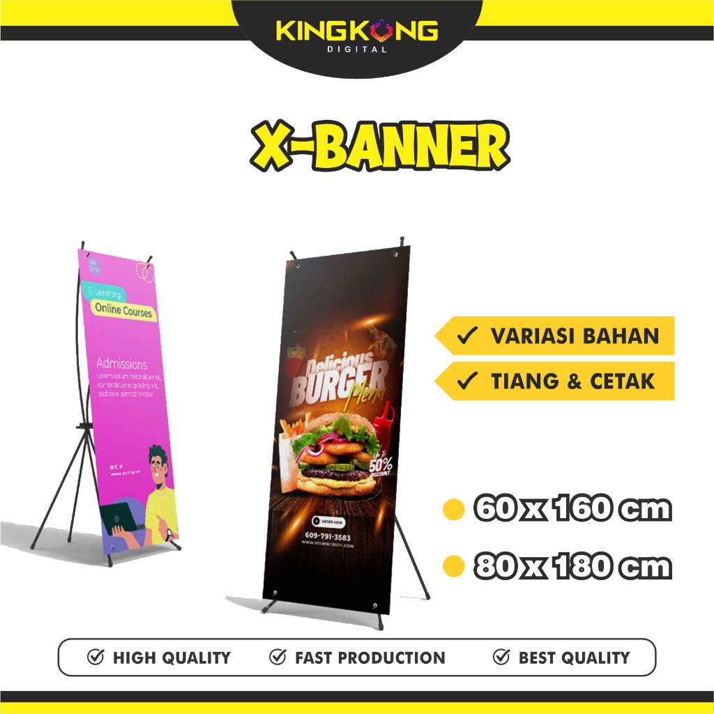 Cetak X Banner Murah USAHA UMKM / Standing Banner Wisuda / Stand Banner dan Cetakknya 60x160 cm