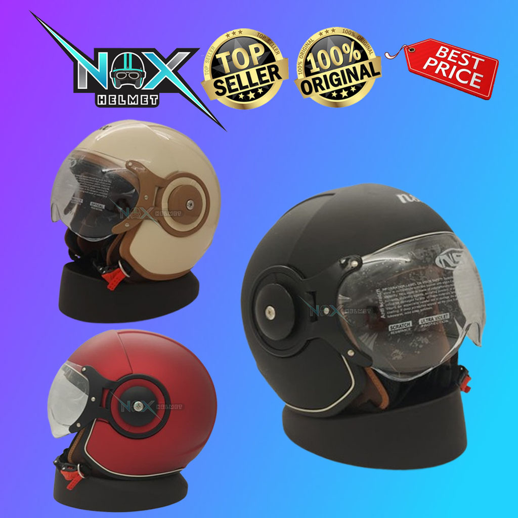 Helm NSX Scudetto Kaca Pilot Solid Polos Dewasa Pria Wanita Retro Klasik Original SNI Halfface