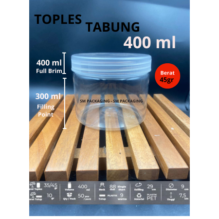 Toples plastik jar 400 ml super tebal/Toples Tabung Silinder 400 ml - Jar Plastik Mamitoko 400ml Fox