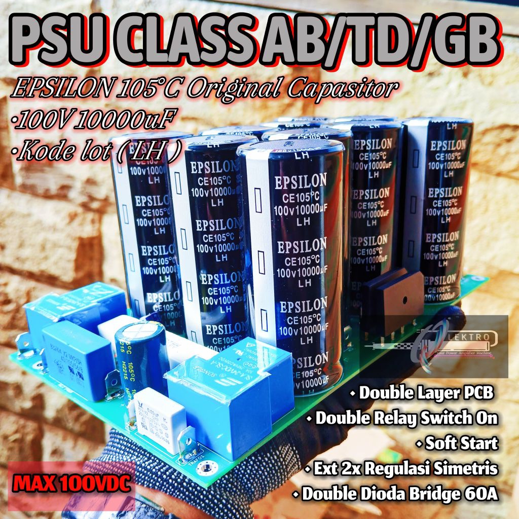 PSU Class AB / D / GB / TD / HD / Connect to 10 Elco | Double layer + Soft start + adjust double reg