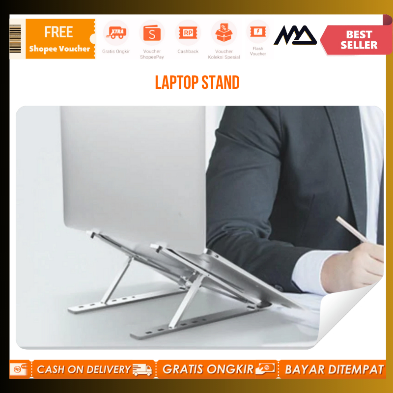 Stand Laptop / Laptop Stand Foldable Adjustable Aluminium 12-17 / Penyangga Laptop / Meja Laptop