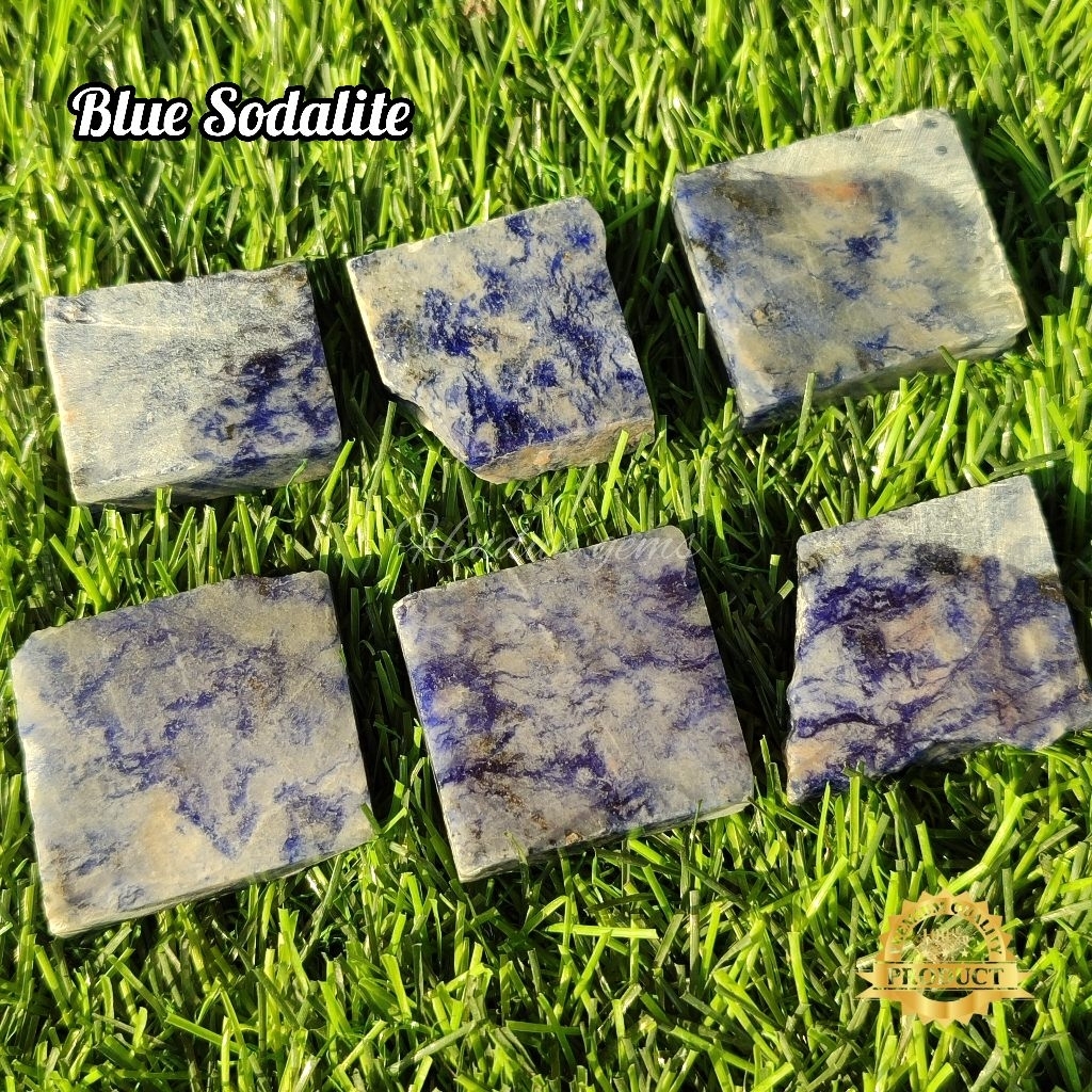 Bahan Batu Blue Sodalite Asli Natural / Bongkahan Batu Blue Sodalite / Lempengan Batu Blue Sodalite