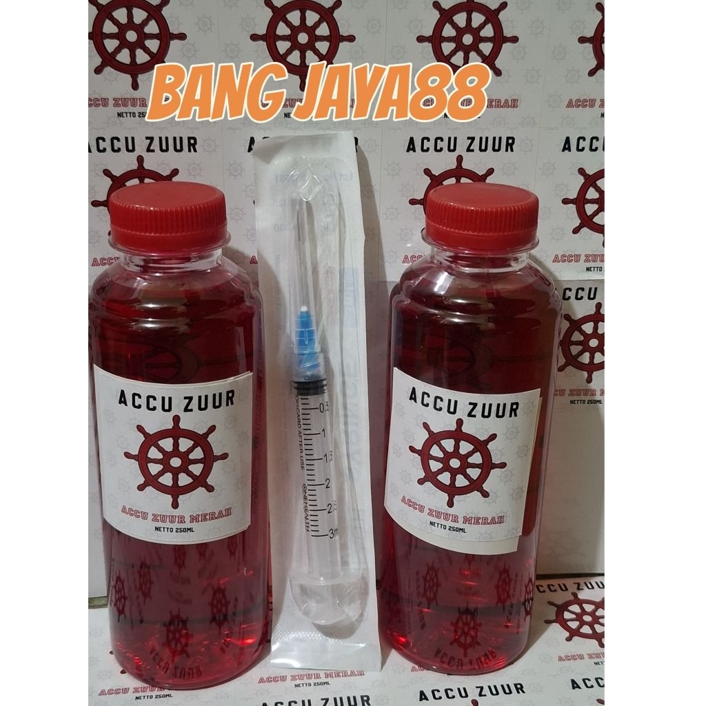 Accu Zuur Merah Air Aki Zuur Merah 250ml Paket 2 Botol Air Aki Drop Gratis Suntikan