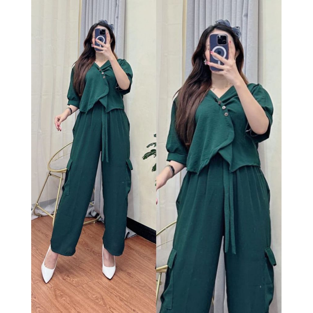 One Set Cline Crop Top Setelan Baju Wanita Crop Top Kekinian