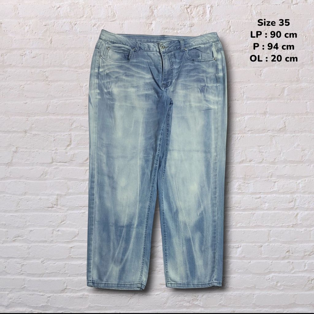 Size 35 Celana Panjang Longpants Jeans Light Blue Washed Regular fit Original Second Preloved #CJ60A