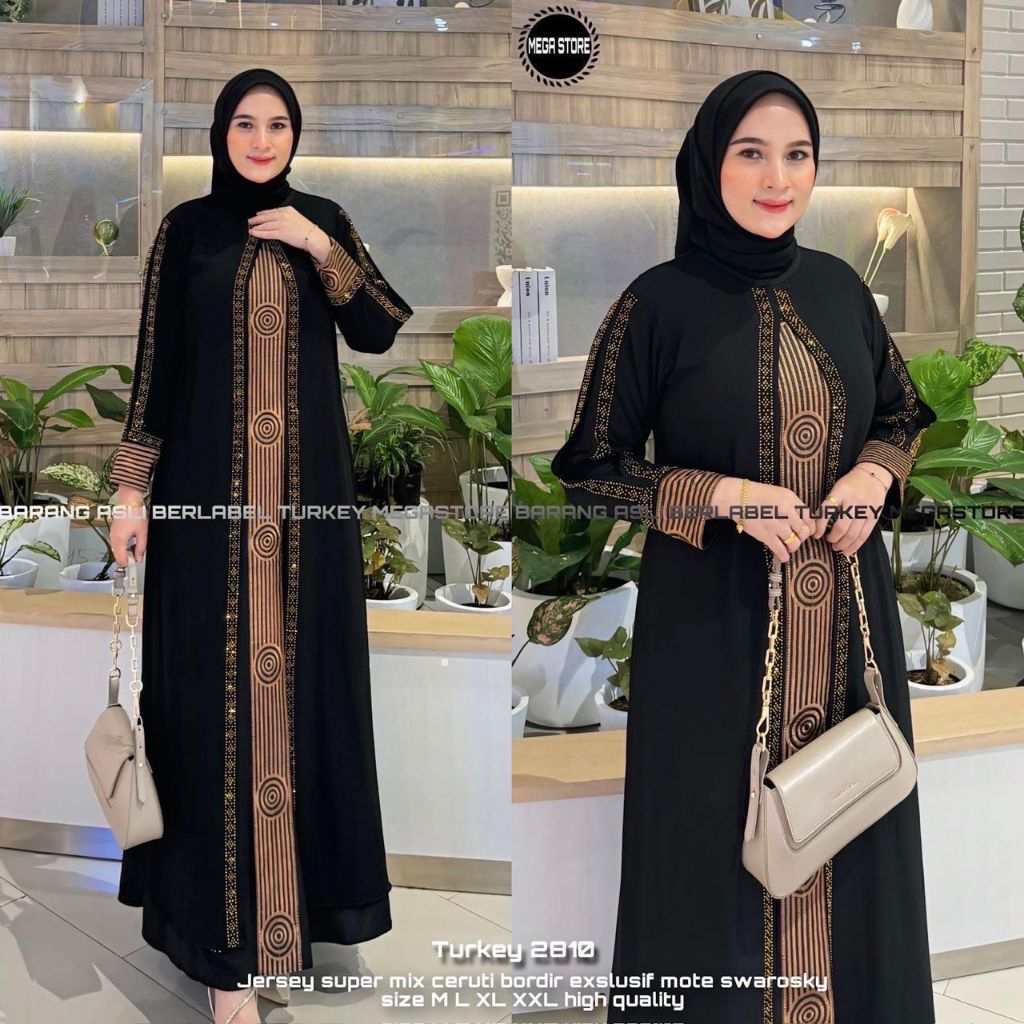 ABAYAORIGINALMEGASTORE KODE 2810/ABAYA TURKEY ABAYA BORDIR ABAYA PUTIH ABAYA HITAM ABAYA JETBLACK AB