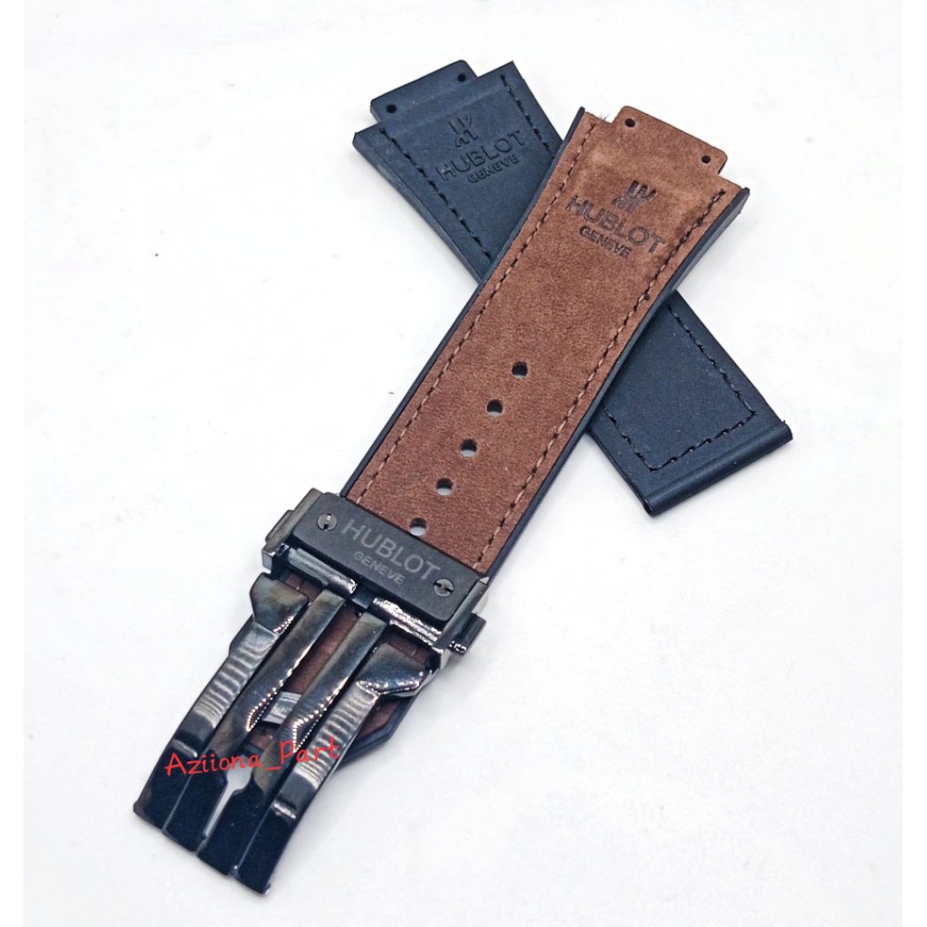 Strap / Tali Jam Tangan Hublot Geneve Kulit Premium Quality Plus Buckle 22mm 24mm