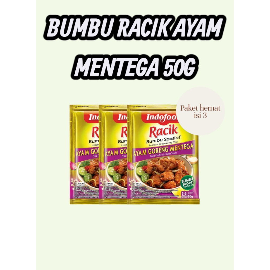 BUMBU RACIK AYAM GORENG MENTEGA 50G ( PAKET HEMAT ISI 3)