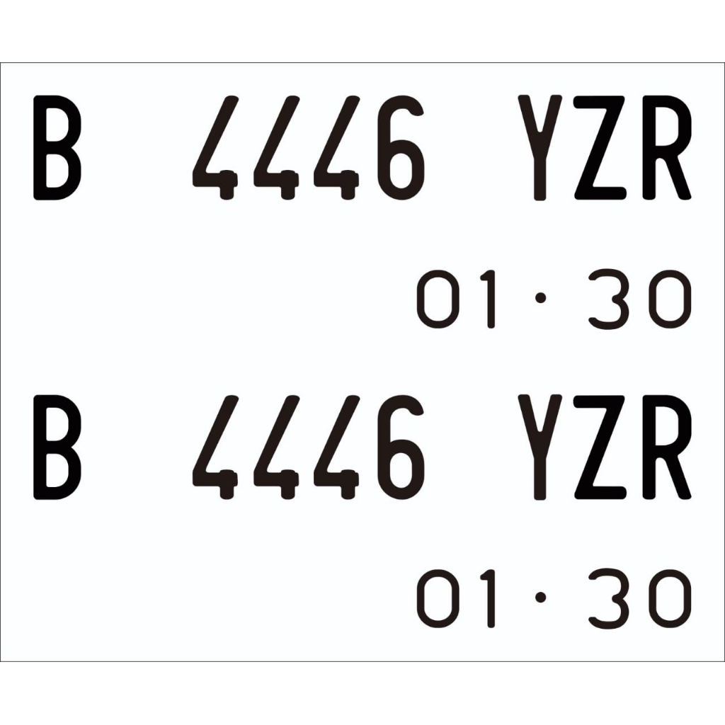 stiker cutting huruf dan angka plat motor font lama