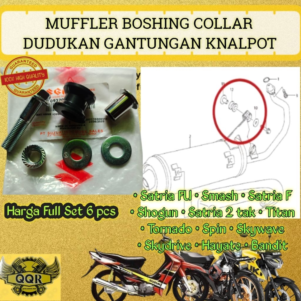 Set Karet Muffler Ring Bosh Collar Custom Stainlees Dudukan Knalpot Suzuki Satria F / FU Satria 2 ta
