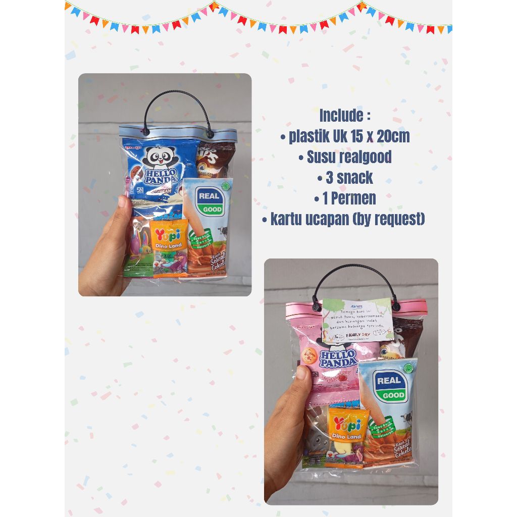 (BELI 15 GRATIS 1) BINGKISAN SNACK ULANG TAHUN ANAK/LEBARAN/SNACK ULTAH ANAK/PAKET ULTAH/SOUVENIR UL