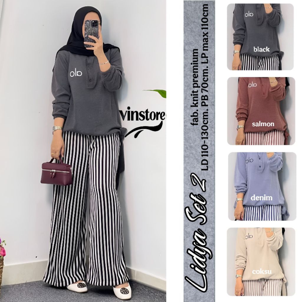 Baju Setelan Wanita Premium Lidya Set 2 By Vinstore