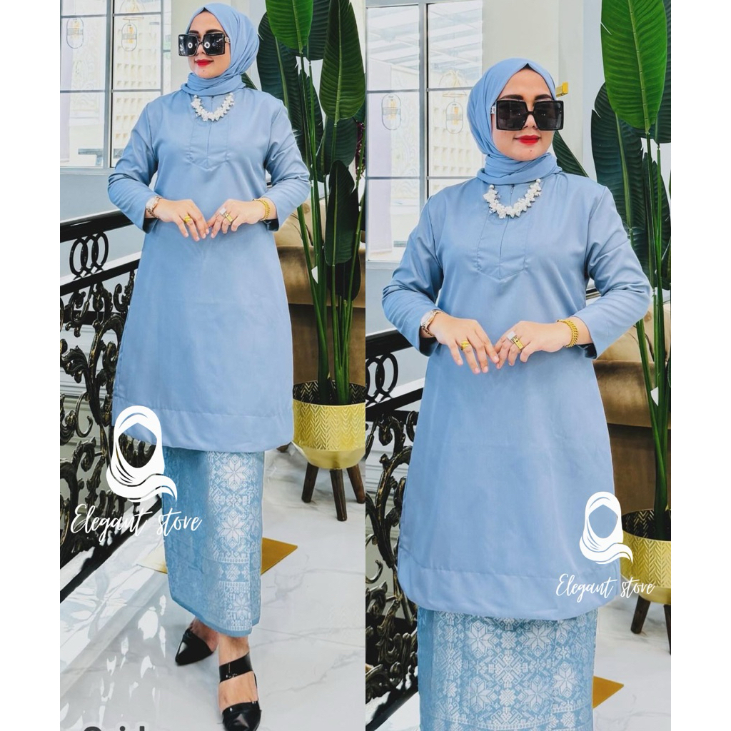 OneSet Tunik polos toyobo rok span songket full trikott~Set Tunik polos