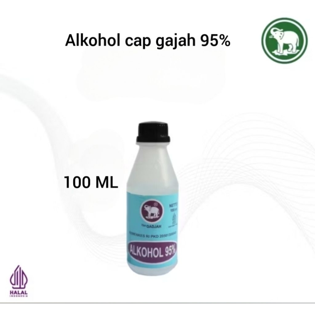 Alkohol cap gajah 95% 100 ml  satu dus isi 24 botol