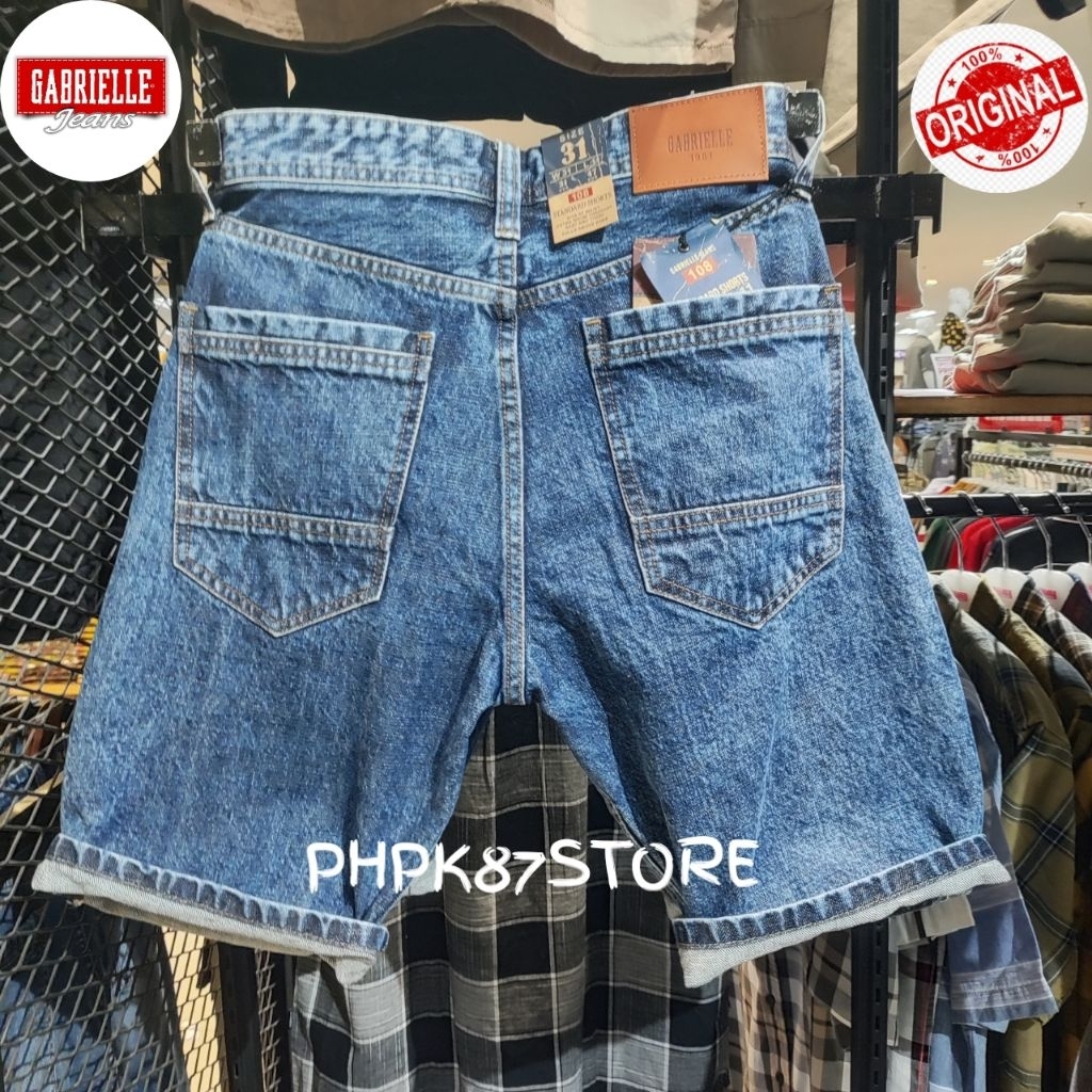 Gabrielle celana pendek pria Denim original premium