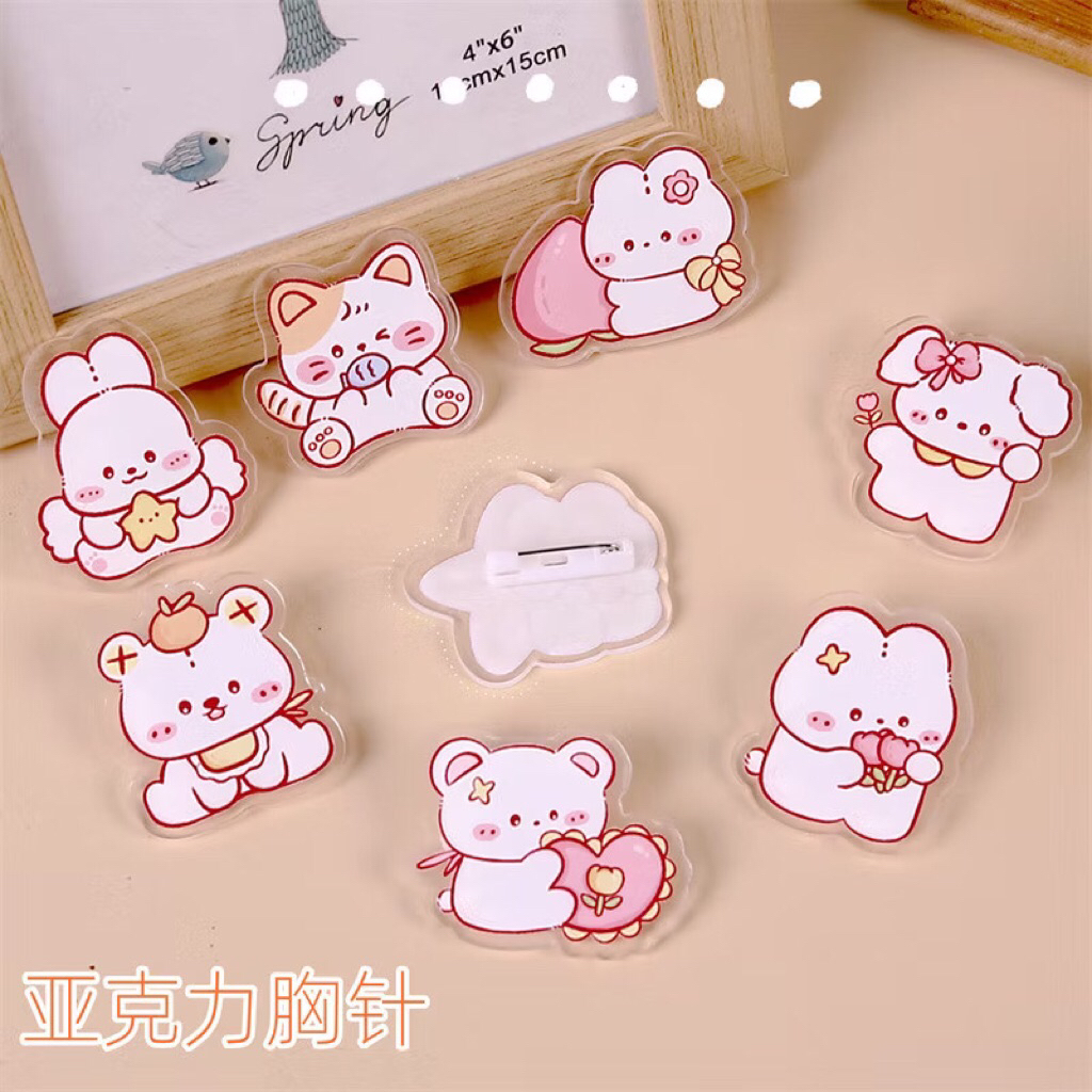 BROS PIN LUCU KARAKTER HEWAN CUTE AKRILIK