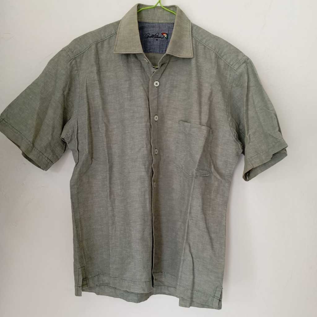 Kemeja Hijau Polos Pria Tangan Pendek Merk Arnold Palmer - Baju Preloved