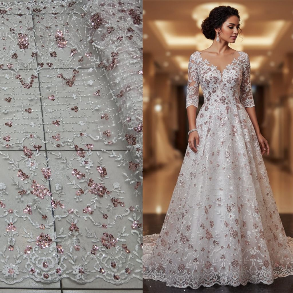 Kain tile payet siquin twotone premium / Kain tile payet mewah