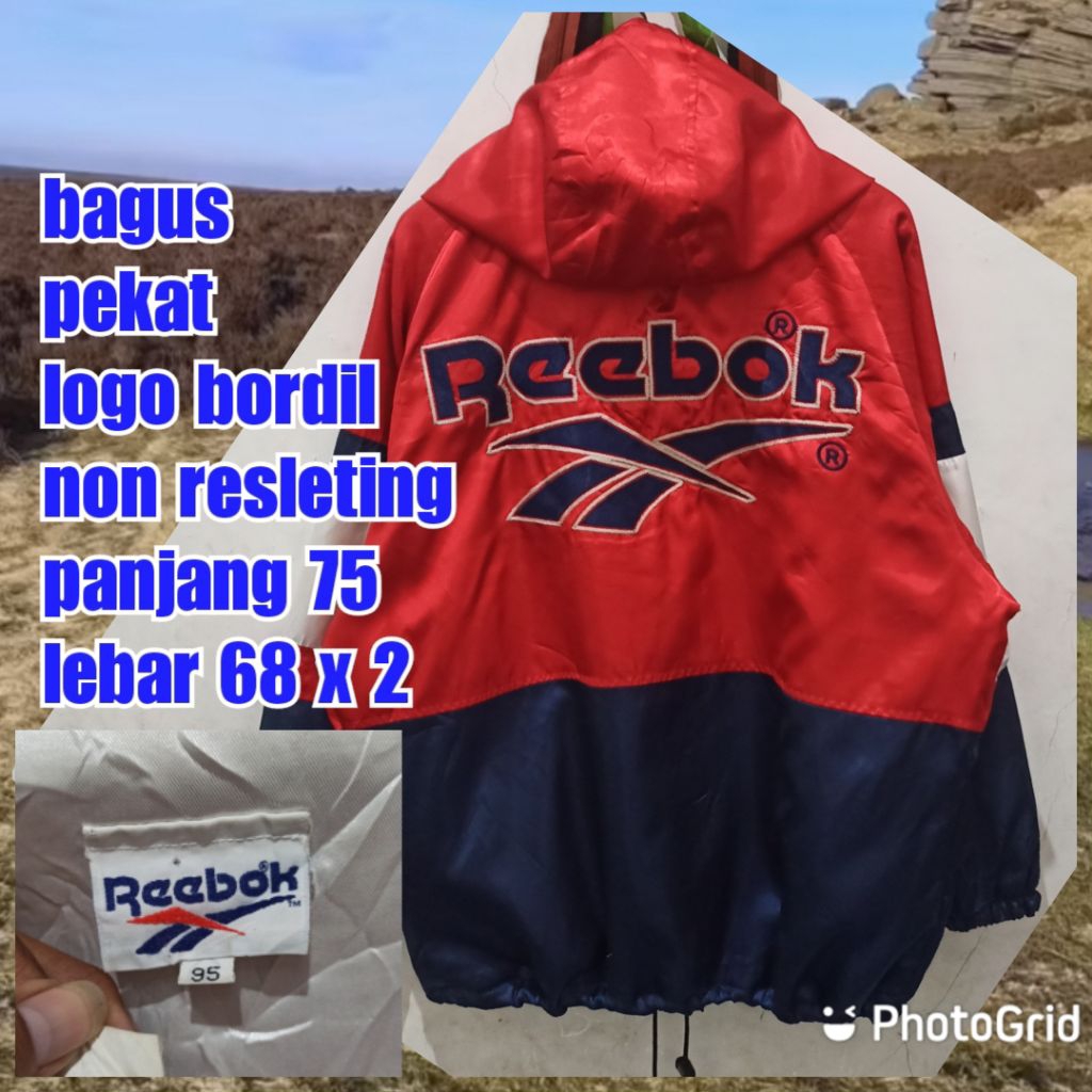 jaket windbreaker olahraga vintage colour tone Reebok big logo