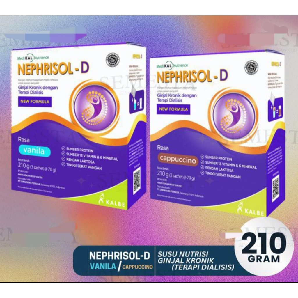 Nephrisol D Susu Vanila 210 gram / Nephrisol D Cappucino 210 gram/ Susu Nutrisi Ginjal