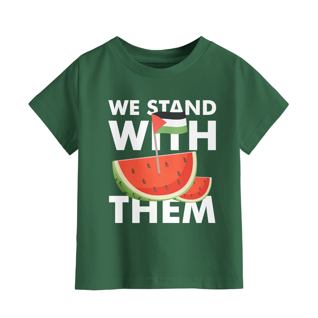 Kaos Semangka Strip Lengan Lengan Pendek Warna Hijau Botol