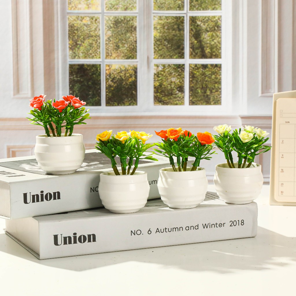 Bunga Hias Plastik Bunga Hiasan Ruang Tamu Bucket Bunga Buket Bunga Mawar Kecil Nanas