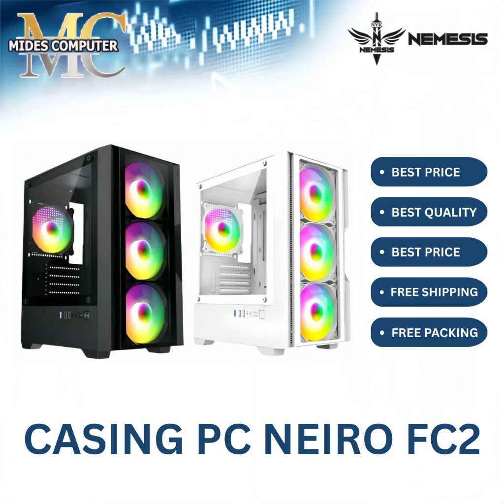 Casing PC Neiro FC2 – Casing Mid-Tower Stylish, Full Support RGB & Cooling