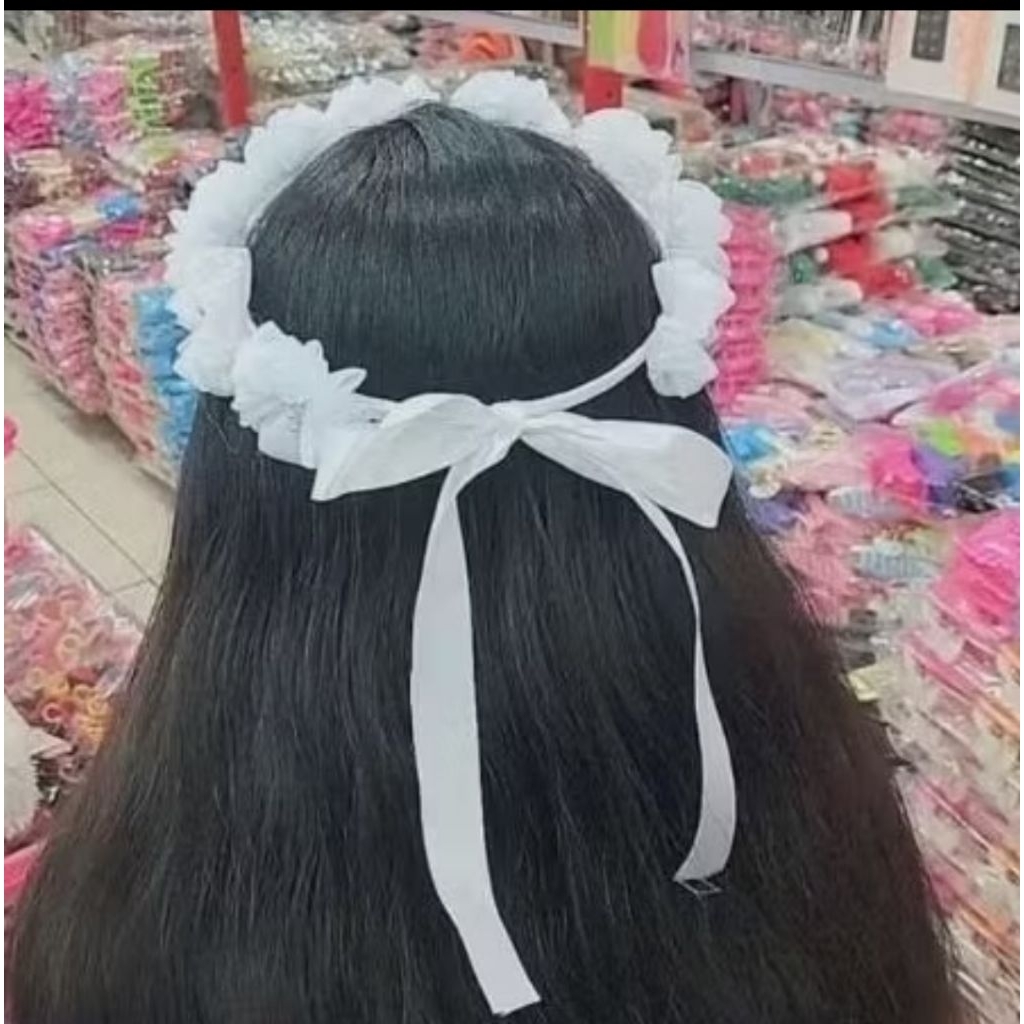 FLOWER CROWN PUTIH FLOWER CROWN NATAL FLOWER CROWN SLAYAR PITA MAHKOTA BUNGA MELINGKAR
