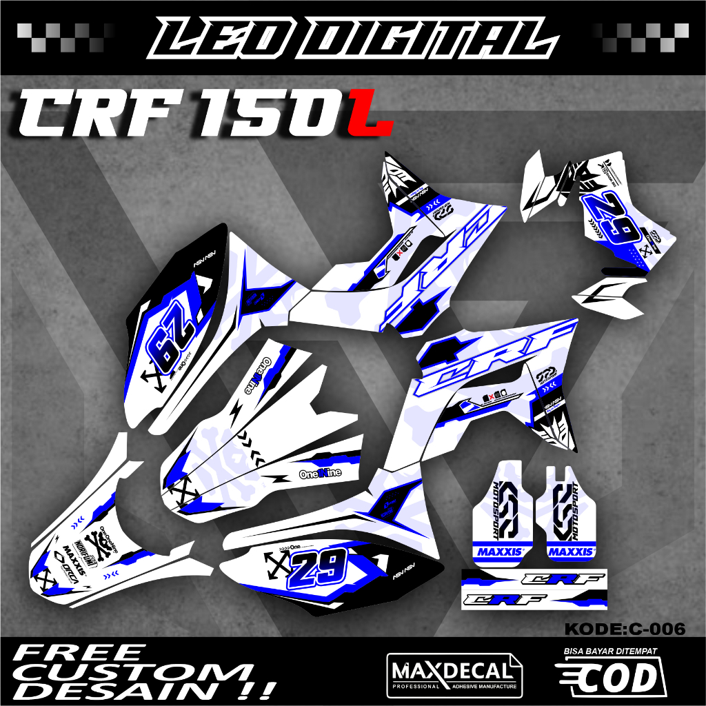 Decal CRF 150L Supermoto Glossy Hologram Editable
