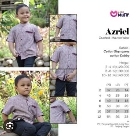 Koko anak Mutif Lt Azriel mauve Wine lengan pendek simpel