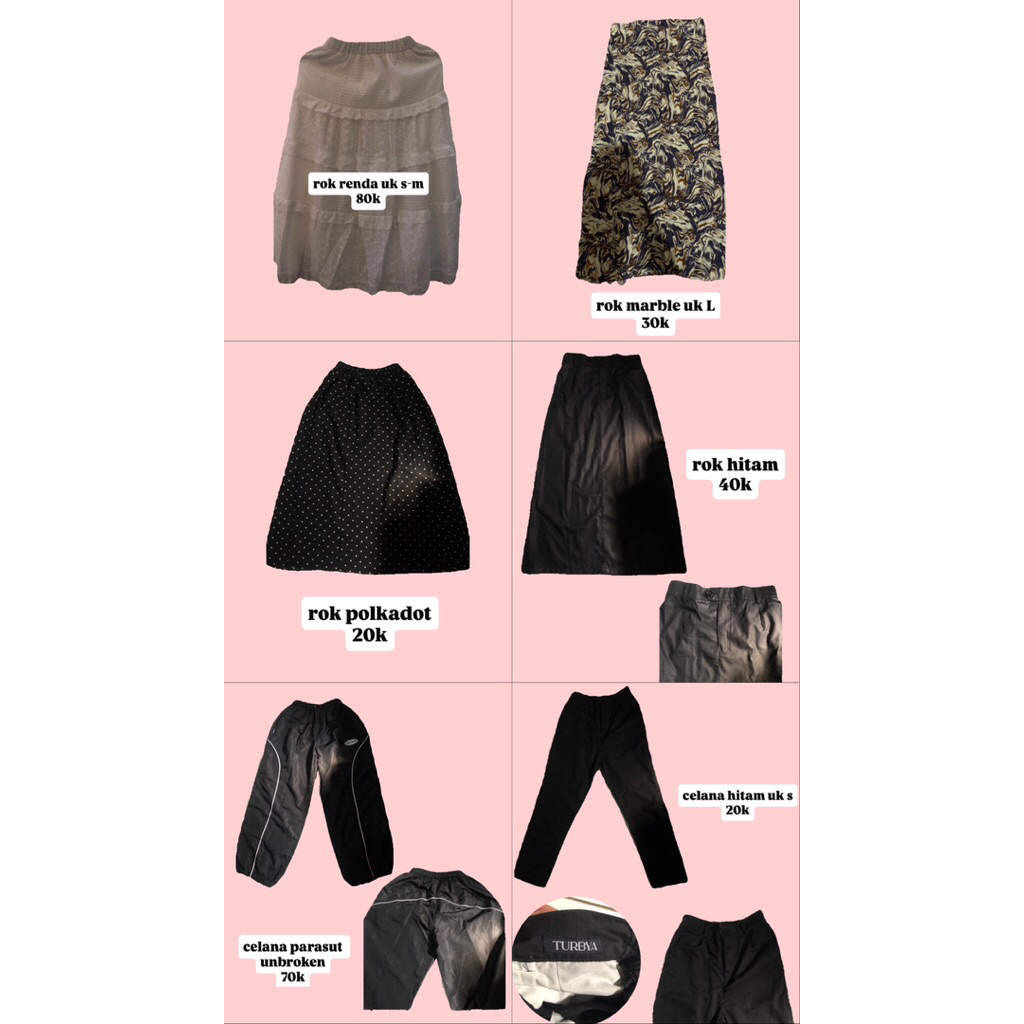 Preloved Celana,Rok wanita