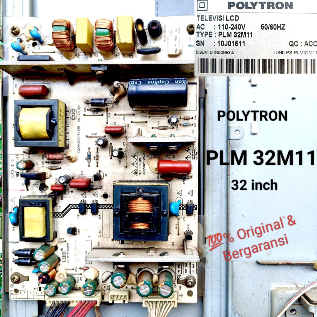 PSU Power Suplai POLYTRON 32 inch PLM32M11 LCD TV POLYTRON PLM 32M11 Power Suplly Original Bergarans