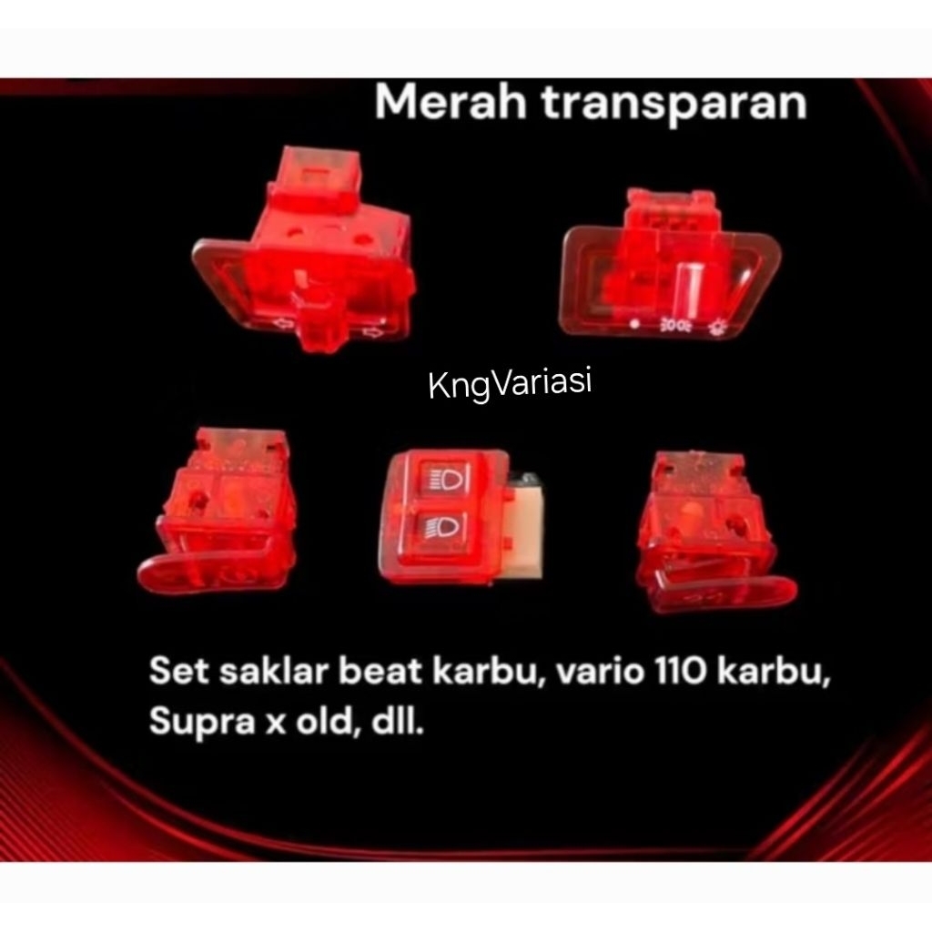 Saklar Set Tranparan Lampu Motor 5 Picis Untuk Beat Karbu Vario 110 Karbu, Supra X Old