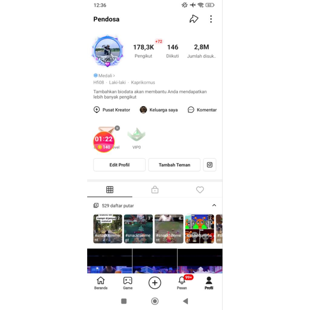 Jual AKUN SNACK VIDEO 100 K FOLLLOWER