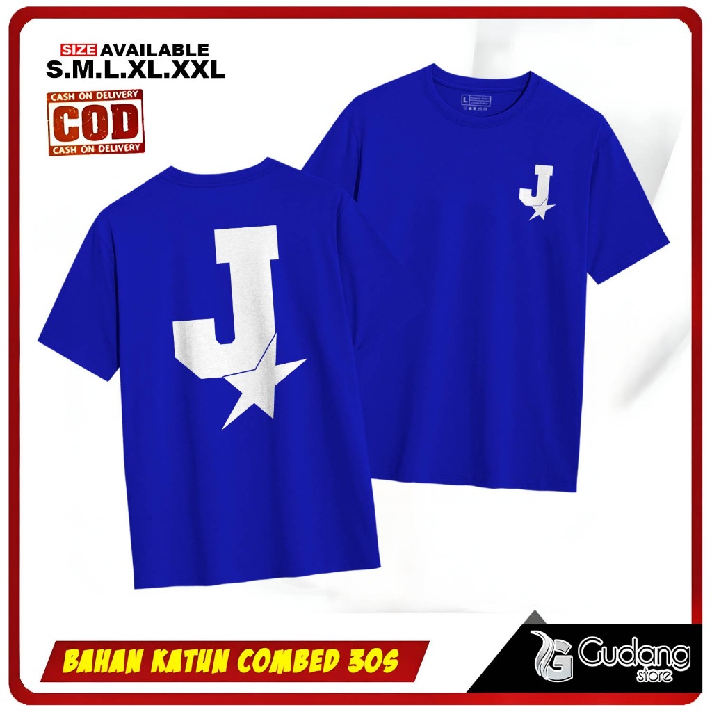 Kaos T-shirt Inisial J Star /  Tshirt Inisial Keren / Kaos Viral Pria Wanita