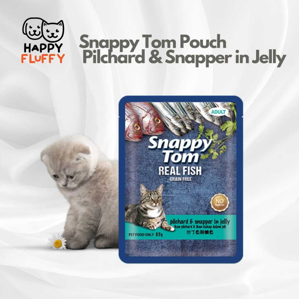 Snappy Tom Pouch Pilchard & Snapper in Jelly 85g - Snack kucing