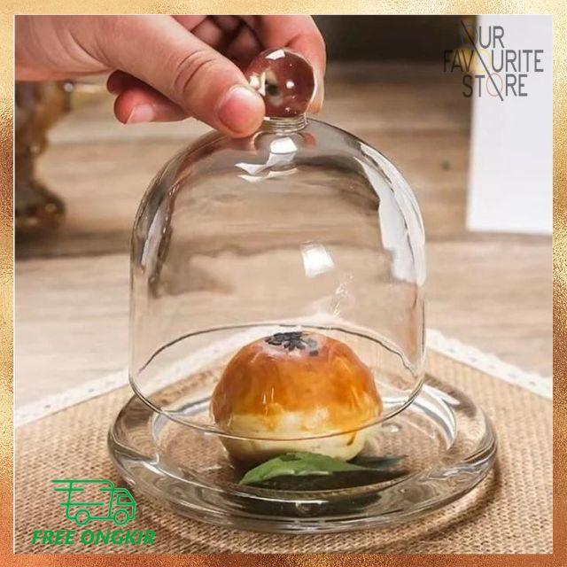 Penutup Kue Kaca Cake Container Storage Box | Cake Dome Glass Stand Cover Mini Display | Tempat Kue 