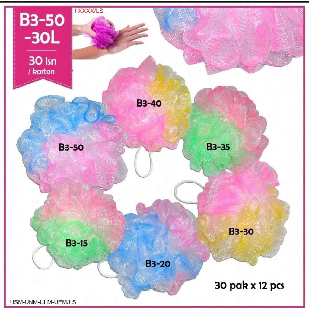 Sponge Mandi/Shower Puff/Perlengkapan Silikon Mandi/Sponge Scrub/Massage/Per Pcs