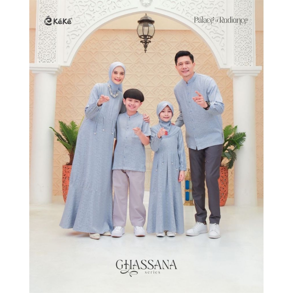 HB [READY] - SARIMBIT GHASSANA BABY BLUE BY KEKE 2026 | GAMIS DEWASA | GAMIS ANAK | KOKO DEWASA LENG