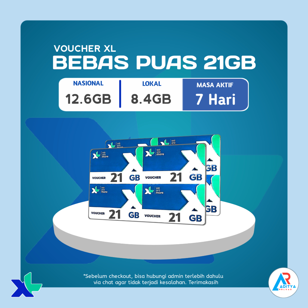 Voucher Kuota XL Bebas Puas 21GB 7Hari