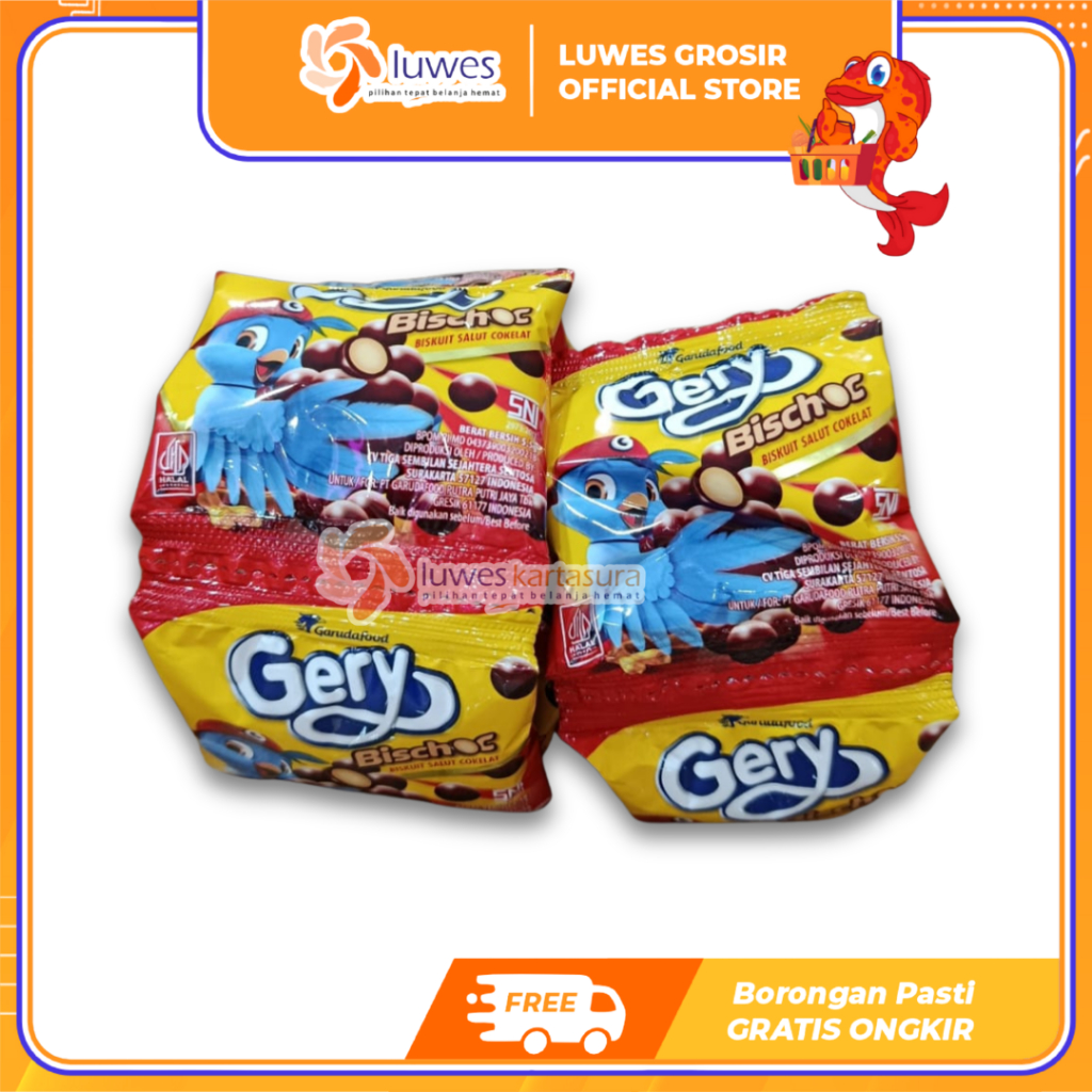 [GROSIR] Gery Bischoc 1 Renceng 10 Pcs Biskuit Salut Coklat Geri Bulat Termurah