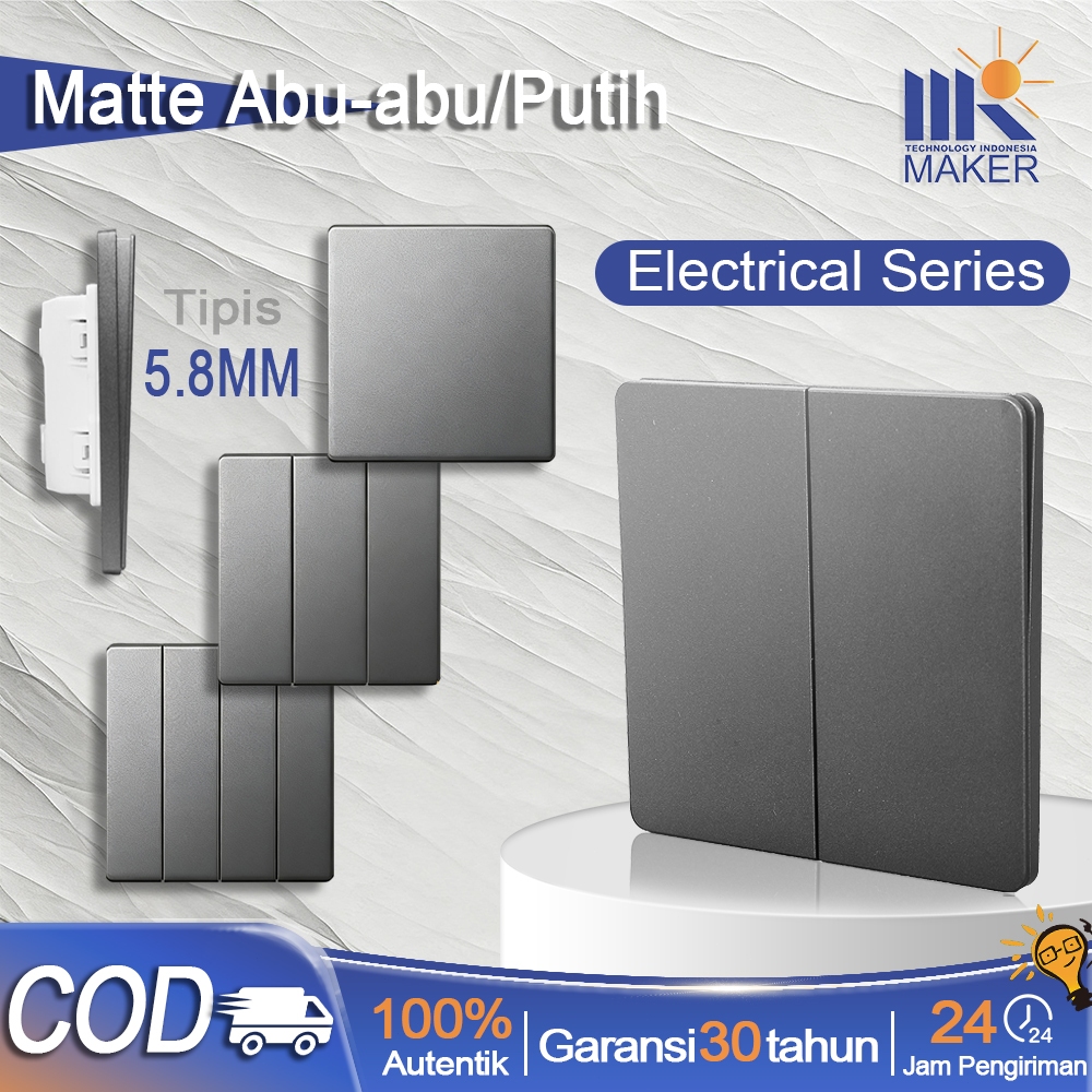 Saklar lampu rumah modern Matte 1/2/3/4 Gang Electrical Switch Saklar dinding aesthetic Saklar dindi