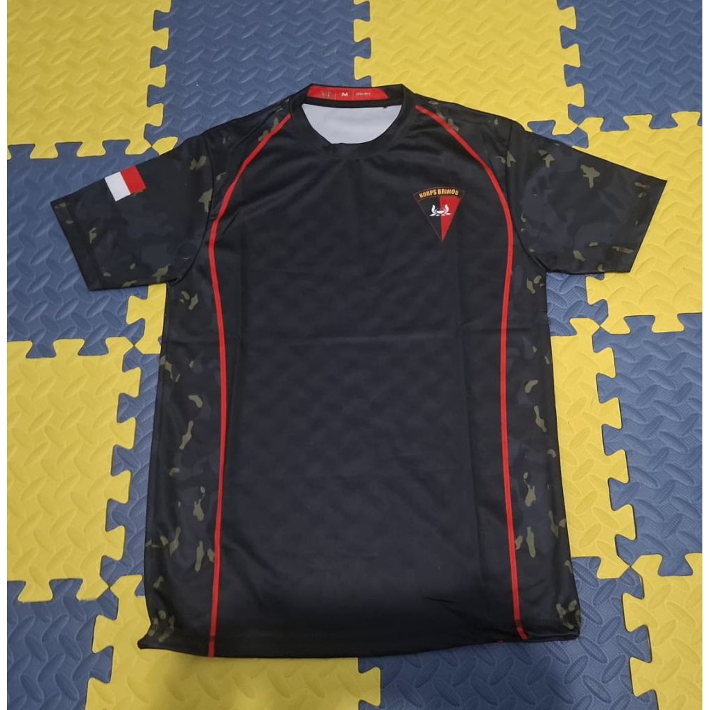 Baju Kaos MulticamBlack Brimob Lengan Pendek / Baju Kaos Tactical MulticamBlack Brimob