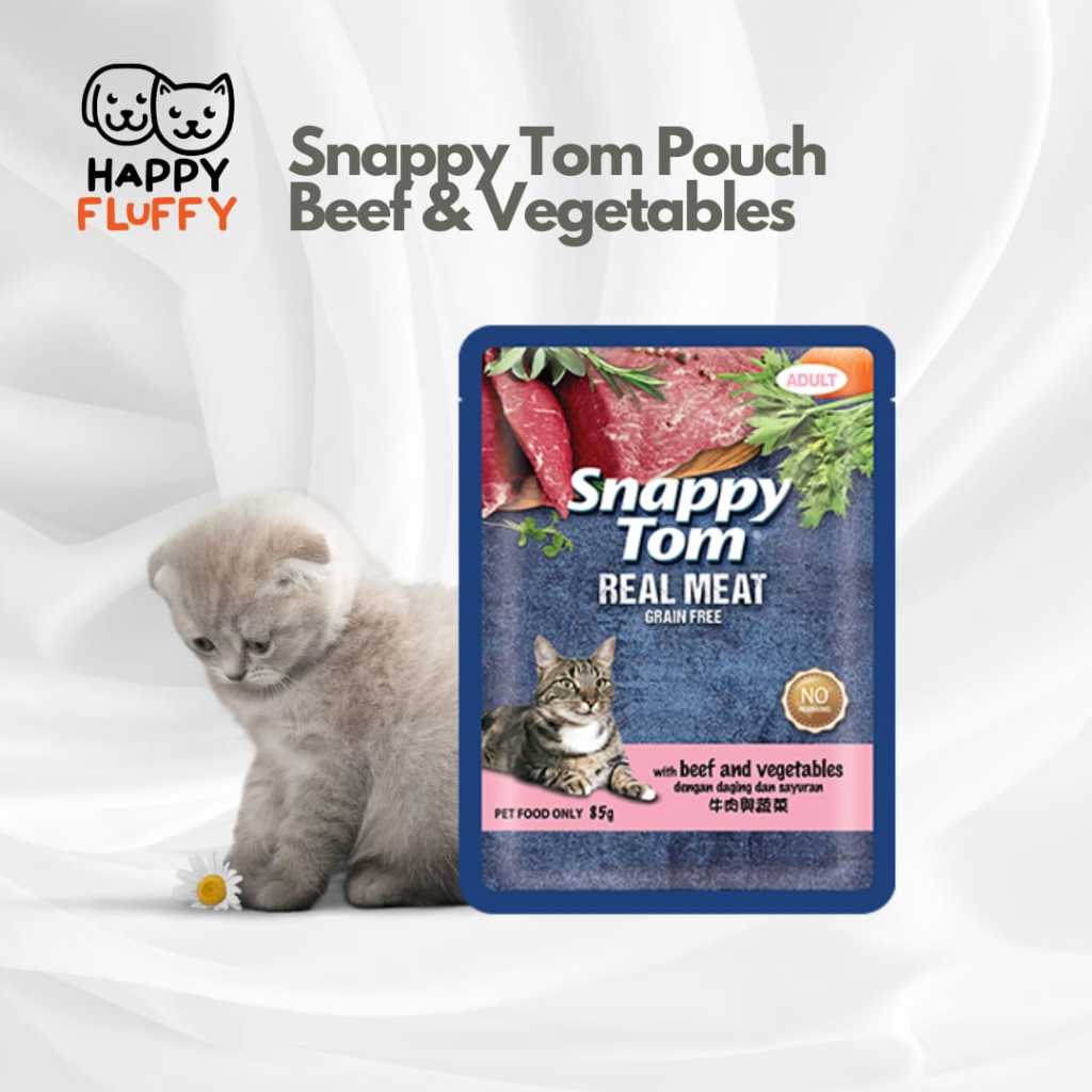 Snappy Tom Pouch Beef & Vegetable 85g - Snack Kucing