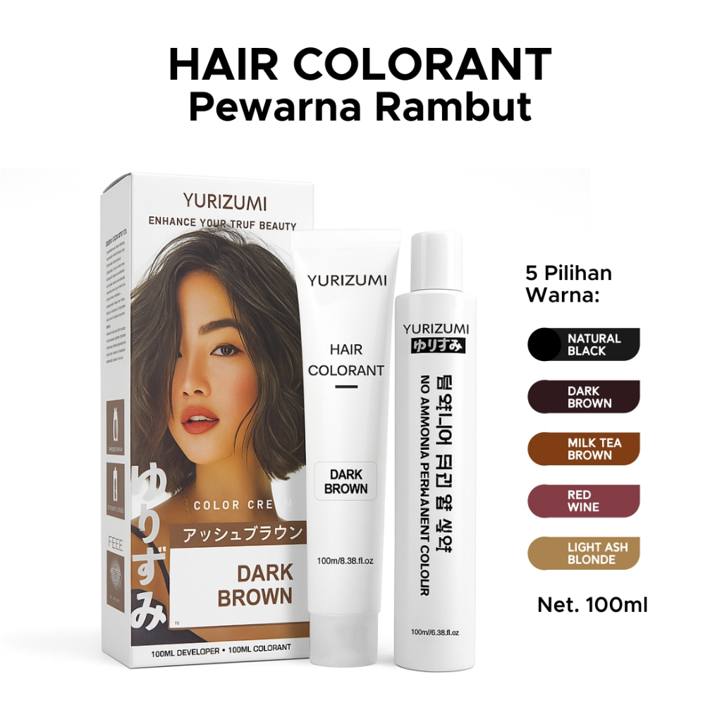 Hair Color Cream Cat Pewarna Rambut Permanen Anti Luntur 5 Warna