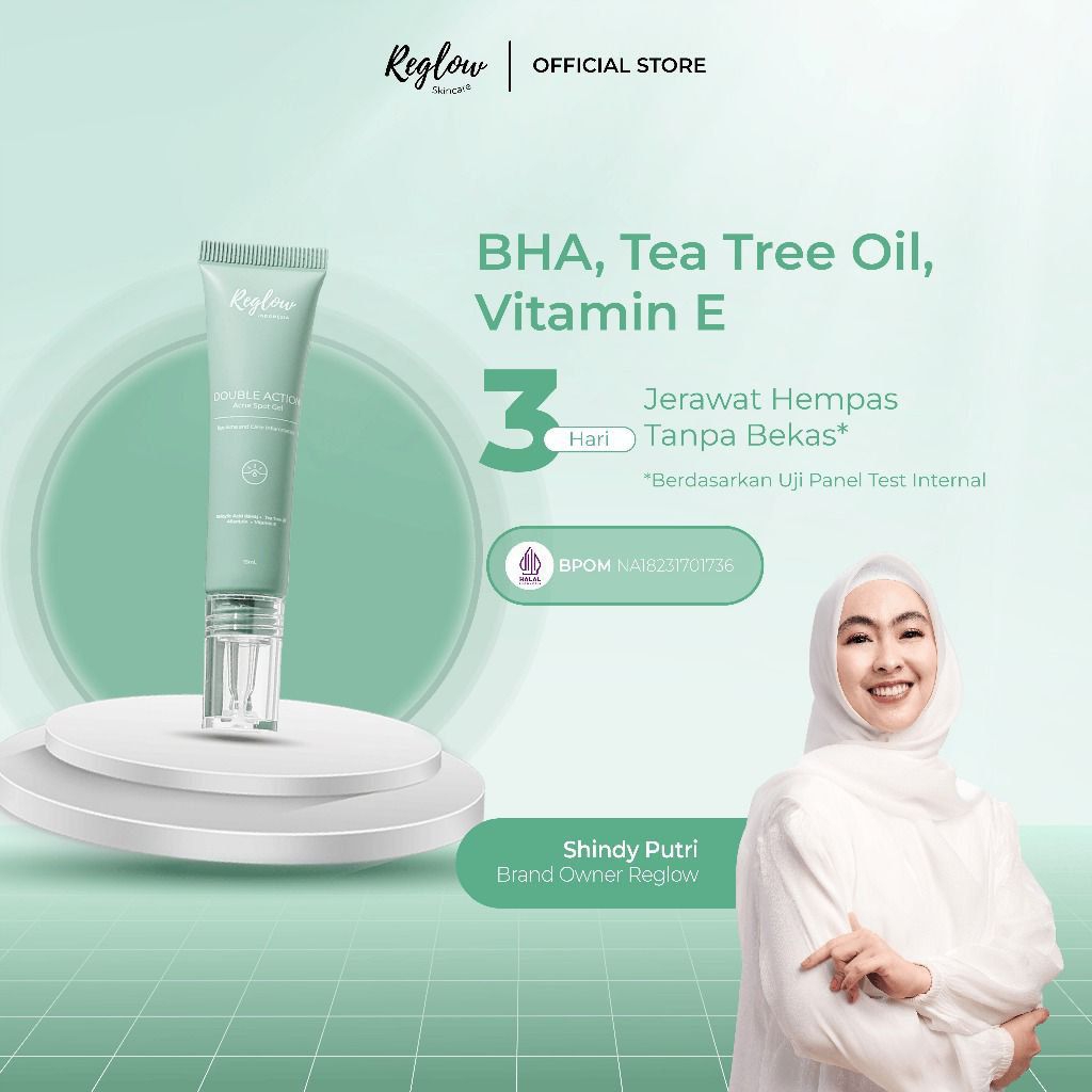 Reglow Skincare by Dr Shindy - Double Action Acne Spot Reglow Krim Totol Jerawat Reglow.
