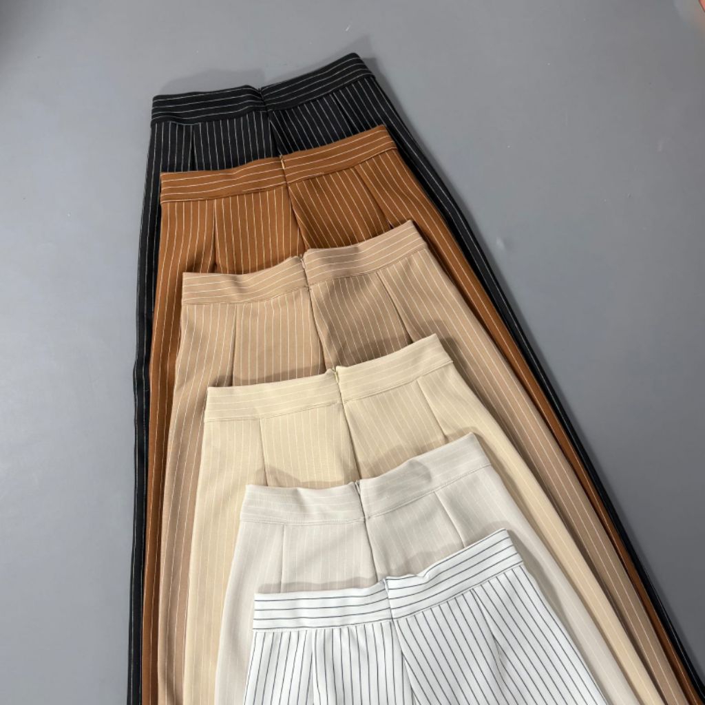 STRIP PANTS CELANA KULOT WANITA MOTIF GARIS GARIS