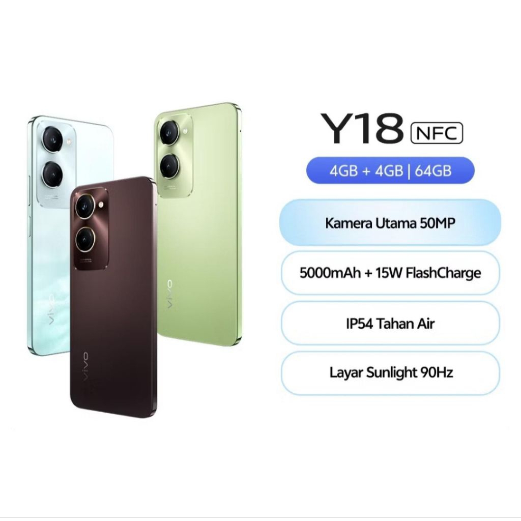 HP VIVO Y18 4/64 GB VIVO Y 18 RAM 4GB ROM 64GB GARANSI RESMI VIVO