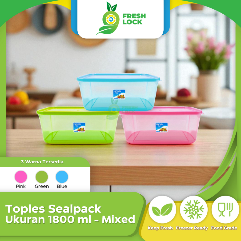 Toples/Sealpack KMP set isi 12 Pcs Plastik ukuran 1800ml Kotak Plastik/Kotak Makan/Wadah Makanan/Wad